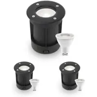 Longlife LED LED Bodeneinbaustrahler Schwarz rund 230V IP67 - Leuchtmittel: GU10 4W 4000K - A...