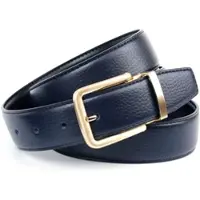 Anthoni Crown Ledergürtel , Herren, Gr. 100, schwarz (dunkelblau, schwarz), Leder, unifarben, Gürtel Ledergürtel, Wendegürtel in dunkelblau und schwarz, Schließe mattgoldfarben