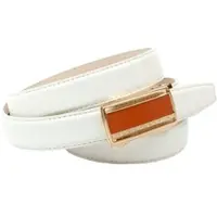 Anthoni Crown Ledergürtel , Damen, Gr. 100, weiß, Leder, unifarben, Gürtel Ledergürtel, Damengürtel mit Glas-Schließe in orange