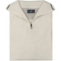 Ragman Troyer , Herren, Gr. 56, beige (ecru, 005), Strick, 100% Baumwolle, hoch geschlossener Ausschnitt, Pullover Troyer