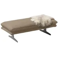 W.Schillig Polsterhocker , braun (stone z59), B:145cm H:43cm T:71cm, Longlife Xtra-Leder Z59: Glattleder mit modischer Prägung. Hautstärke 0, 9 - 1, 1 mm, Hocker, Polsterhocker, Füße in Chrom glänzend