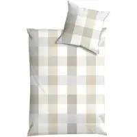 Dyckhoff Bettwäsche "Plaid", grau, beige, B/L: 155cm x 220cm, 1 Stk., 1 Stk., Flanell, B/L: 80cm x 80cm, 2 Stk., Flanell, Obermaterial: 100% Baumwolle, Bettwäsche, Bettwäsche, angenehm wärmend