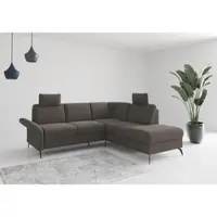 Otto Home Ecksofa "Rochelle", grau (fango), B:240cm H:93cm T:216cm, 100% Polyester, Sofas, Ecksofa, wahlweise mit Schlaffunktion, Bettkasten und Armteilverstellung
