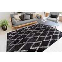 My Home Hochflor-Teppich "Leasly" Gr. 4, grau (anthrazit), B:160cm H:27mm L:230cm, Kunstfaser, Teppiche, Hochflor-Teppich, retro, Teppich im Rauten-Muster, weich