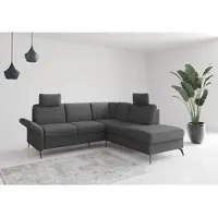 Home affaire Ecksofa "Rochelle", grau (dunkelgrau), B:240cm H:93cm T:216cm, 95% Polyester 5% Polyamid, Sofas, Ecksofa, wahlweise mit Bettfunktion, Bettkasten und Armteilverstellung