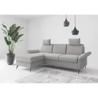 Home affaire Ecksofa "Rochelle", grau (hellgrau), B:251cm H:93cm T:164cm, 95% Polyester 5% Polyamid, Sofas, Ecksofa, wahlweise mit Bettfunktion, Bettkasten und Armteilverstellung