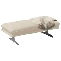 W.Schillig Polsterhocker , grau (eisgrau z59), B:145cm H:43cm T:71cm, Longlife Xtra-Leder Z59: Glattleder mit modischer Prägung. Hautstärke 0, 9 - 1, 1 mm, Hocker, Polsterhocker, Füße in Chrom glänzend