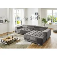 Die Planbar Ecksofa "MP-IN15053 L-Form extra breiter Schenkel", grau, B:329cm H:73cm T:190cm, 100% Polyester, Sofas, Ecksofa, mit Kopfteilverstellung, wahlweise mit manueller Vorziehbank