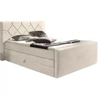 Home affaire Boxspringbett "Atlanta", beige (creme), B:160cm L:221cm, Kunststoff, Massivholz, Stoff, Komplettbetten, Boxspringbett, inklusive Topper und Bettkasten