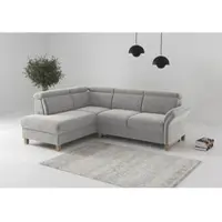 Home affaire Ecksofa "Glendale, L-Form", hellgrau, B:247cm H:84cm T:193cm, 100% Polyester, Sofas, Ecksofa, inkl. Kopfteilverstellung, wahlweise mit Vorziehsitz und Bettkasten