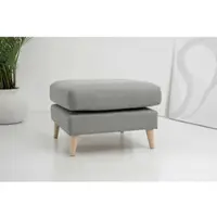 Otto Home Polsterhocker "MARSEILLE", grau, B:70cm H:47cm T:70cm, 100% Polyester, Hocker, Polsterhocker, Massivholzbeine Eiche, Landhausstil, Wellenunterfederung