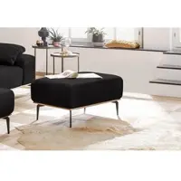 W.Schillig Polsterhocker "run", schwarz (midnight w82), B:75cm H:46cm T:60cm, Flachgewebe W82 Q2 (74% Polyacryl, 26% Polyester), Hocker, Polsterhocker