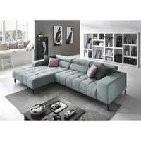 Die Planbar Ecksofa "MP-IN18022 L-Form", grau (steel), B:321cm H:74cm T:190cm, 100% Polyester, Sofas, Ecksofa, mit Kopfteilverstellung & Zierkissen, optional Sitztiefenverstellung