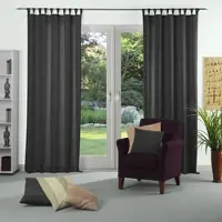 Wirth Vorhang "Niederau" Gr. 3, schwarz, B:132cm H:225cm, Jacquard, Polyacryl, Polyester, Gardinen, Vorhang