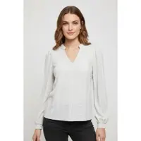 ONLY Blusenshirt "ONLMELANIE L/S SPLIT TOP JRS", Damen, Gr. S, cloud dancer, Jersey, Obermaterial: 98% Polyester, 2% Elasthan, unifarben, regular fit, Rundhals, Shirts Blusenshirt, Topseller