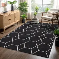 Sanat Teppich "Trellis, auch als Läufer und Rund", schwarz, B:200cm H:10mm L:290cm, Kunstfaser, Teppiche, Teppich, Kurzflor, skandi, boho, große Farbauswahl, alle Räume
