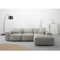Home affaire Ecksofa "Glimminge L-Form auch in Breitcord, Feincord + Easy care-Bezug", grau (hellgrau), B:264cm H:71cm T:191cm, 100% Polyester, Sofas, Ecksofa, Breite 264, Zierkissen