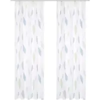 Home wohnideen Vorhang "PAOLO" Gr. 3, blau (blau, grün), B:140cm H:225cm, Voile, Polyester, Gardinen, Vorhang, 2er Pack Kräuselbandschal PAOLO bedruckt