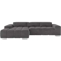 Cotta Ecksofa "Orion L-Form", anthrazit, B:307cm H:73cm T:186cm, 100% Polyester, Sofas, Ecksofa, mit 2x Kopfteilverstellung & 3 Nierenkissen