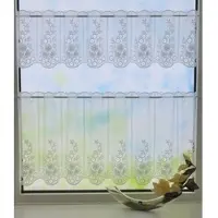 Stickereien Plauen Scheibengardine "Kreise" Gr. 3, weiß, B:128cm H:30cm, Voile, Polyester, Gardinen, Scheibengardine