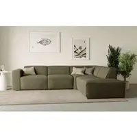 Home affaire Ecksofa "Noord mit Kedernaht, Breite 282 cm, L-Form", grün (khaki), B:282cm H:71cm T:222cm, 100% Polyester, Sofas, Ecksofa, Webstoff, mit Wellenunterfederung, Massivholzrahmen