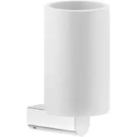 Gessi Rilievo, Becherhalter zur Wandmontage, Becher weiß matt, Becher fest fixiert, 59507031, Farbe: Chrom