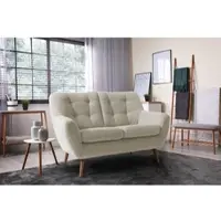 Exxpo - Sofa Fashion 2-Sitzer "Scandi, bequem, aufwendige Rückenpolsterung für mehr Sitzkomfort", beige, B:137cm H:92cm T:92cm, Sofas, 2-Sitzer, akuelle Farben in hochwertige Bezugsqualitäten, Holzfuß