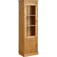 Otto Home Vitrine "Indra", beige (natur), B:46cm H:145cm T:32cm, Massivholz, Schränke, Vitrine, aus massiver Kiefer, FSC, 2trg., Höhe 145 cm, dezentes Ornament