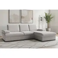 Sit&More Ecksofa SIT & MORE "Moreno L-Form, B: 247 cm", grau (hellgrau), B:247cm H:82cm T:171cm, 100% Polyester, Sofas, Ecksofa, mit Armteilverstellung, optional Schlaffunktion
