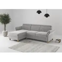 Home affaire Ecksofa "Glendale, L-Form", hellgrau, B:253cm H:84cm T:166cm, 100% Polyester, Sofas, Ecksofa, inkl. Kopfteilverstellung, wahlweise mit Vorziehsitz und Bettkasten