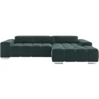 Cotta Ecksofa "Orion L-Form, B: 307 cm, moderne Steppung, bequeme Wellenunterfederung", hunter, B:307cm H:73cm T:186cm, 100% Polyester, Sofas, Ecksofa, 2x Kopfteilverstellung & 3 Nierenkissen