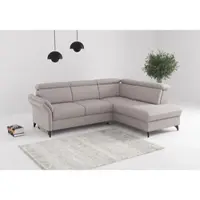 Sit&More Ecksofa SIT & MORE "Glendale, L-Form", beige (silber), B:247cm H:84cm T:193cm, 100% Polyester, Sofas, Ecksofa, inkl. Kopfteilverstellung, wahlweise mit Vorziehsitz und Bettkasten