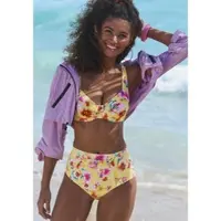 Sunseeker Bügel-Bikini-Top "Mila", Damen, Gr. 40, Cup F, gelb (gelb bedruckt), Microfaser, Microfaser, Polyamid, floral, Bikini-Oberteile Bügel-Bikini-Top, im floralen Design