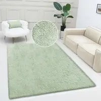 Otto Home Teppich "Desner, Hochflor Teppiche" Gr. 2, grün, B:80cm H:35mm L:150cm, Kunstfaser, Teppiche, Teppich, Mikrofaser, weich, flauschig, Wohnzimmer, Schlafzimmer, Kinderzimmer