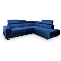Masseno Ecksofa NOLA R-S mit Schlaffunktion L-Form, Sofa mit Bettkasten, Wohnzimmersofa, Couch, Soffa, Bettsofa, Couchgarnitur- Blau, MONOLITH 77