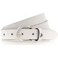 Mustang Ledergürtel "Harper", Damen, Gr. 110, weiß (100, weiß), Rindsleder, Gürtel Ledergürtel, schmale Form, 2,5 cm breit, aus Rindsleder, mit ovaler Schließe