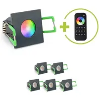 Longlife LED Einbaustrahler Mini Livorno eckig 3W RGBW IP65 - Farbe: anthrazit RAL 7016 - Anz...