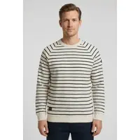 Camel active Sweater , Herren, Gr. L, beige (sanftes weiß), Sweatware, Obermaterial: 100% Baumwolle, gestreift, normal hüftbedeckend, Rundhals, Bündchen, Sweatshirts Sweater, im Streifen-Design