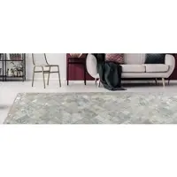 Kayoom Lederteppich "Lavish 210 - Fellteppich" Gr. 4, bunt (silberfarben, grau), B:160cm H:8mm L:230cm, Kuhfell, Leder, Teppiche, Lederteppich, 100% Rindsleder, Patchwork-Dessin, Wohnzimmer