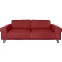 W.Schillig 2,5-Sitzer "montanaa", rot (ruby rot z59), B:232cm H:78cm T:94cm, Sofas, 2 5-Sitzer, mit Metallkufen in Silber matt, Breite 232 cm