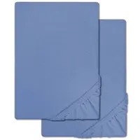 CloudComfort Doppelpack Basic Spannbettlaken Jersey-Stretch blau 180 x 190 - 200 x 200 cm (2 Stück)