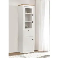 Otto Home Vitrine "Ismund", weiß, neutral, B:140cm H:179cm T:39cm, Holzwerkstoff, Schränke, Vitrine, aus MDF, mit Holz-Zierleiste, schwarzen Metallgriffen, Höhe 180,5 cm