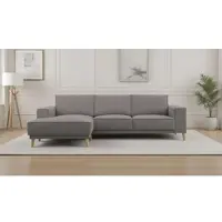 Otto Home Ecksofa "Oland Skandi, weicher Chenille-Stoff", grau, B:280cm H:85cm T:152cm, 100% Polyester, Sofas, Ecksofa, L-Form, 280 cm, Wellenunterfederung, Skandi-Design, Massivholzfüße