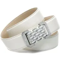 Anthoni Crown Ledergürtel , Damen, Gr. 80, weiß, Leder, genarbt, unifarben, Gürtel Ledergürtel, in Hirschprägung, weiß, grafische Schließe
