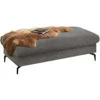 W.Schillig Polsterhocker , grau (grau r66), B:141cm H:42cm T:70cm, Chenille-Flachgewebe R66 (85% Polyester, 15% Nylon), Hocker, Polsterhocker, Füße in Schwarz pulverbeschrichtet