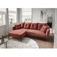 Home affaire Ecksofa "Baggio Stellmaße 277/162 cm, modern & elegant, hoher Fuß", koralle, B:277cm T:162cm, 100% Polyester, Sofas, Ecksofa, L-Form, schwarze Metallfüße