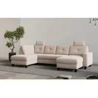 Home affaire Wohnlandschaft "Varese", beige (creme), B:304cm H:91cm T:170cm, 100% Polyester, Sofas, Wohnlandschaft, wahlweise mit Bettfunktion und Bettkasten