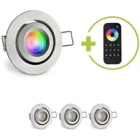 Longlife LED Einbaustrahler Mini schwenkbar Matera 3W RGBW IP44 - Farbe: silber - Anzahl: 4x