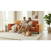 Otto Home 3-Sitzer "OLAND, B: 224 cm - Skandi-Design", brick, B:224cm H:85cm T:83cm, 100% Polyester, Sofas, 3-Sitzer, Struktur, Flachgewebe, Luxus-Microfaser, Boucle