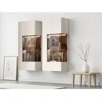 Otto Home Hängevitrine "Sky45", beige (cashmere farbe), B:62cm H:125cm T:30cm, Glas, Holzwerkstoff, MDF, Schränke, Hängevitrine, Mit Beleuchtung, lackiert mit wasserbasiertem UV-Lack